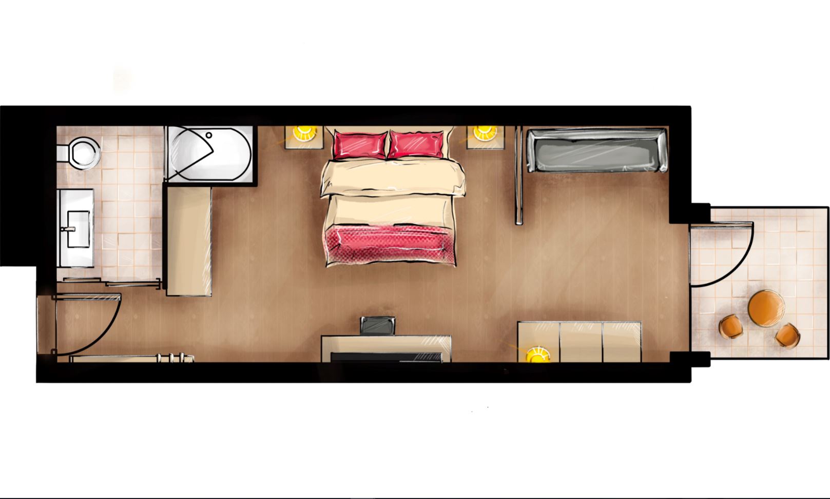 HOTEL STANDARD ROOM GARDEN VIEW WITH BALCONY OR TERRACE